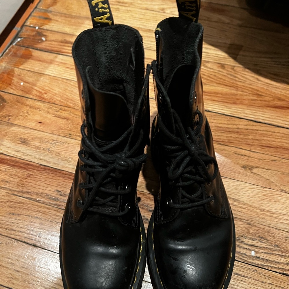 Black Leather Lace-Up Boots
